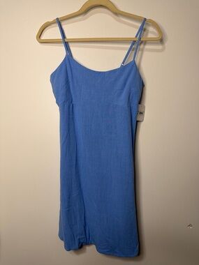 Simple Blue Spaghetti Strap Slip Dress